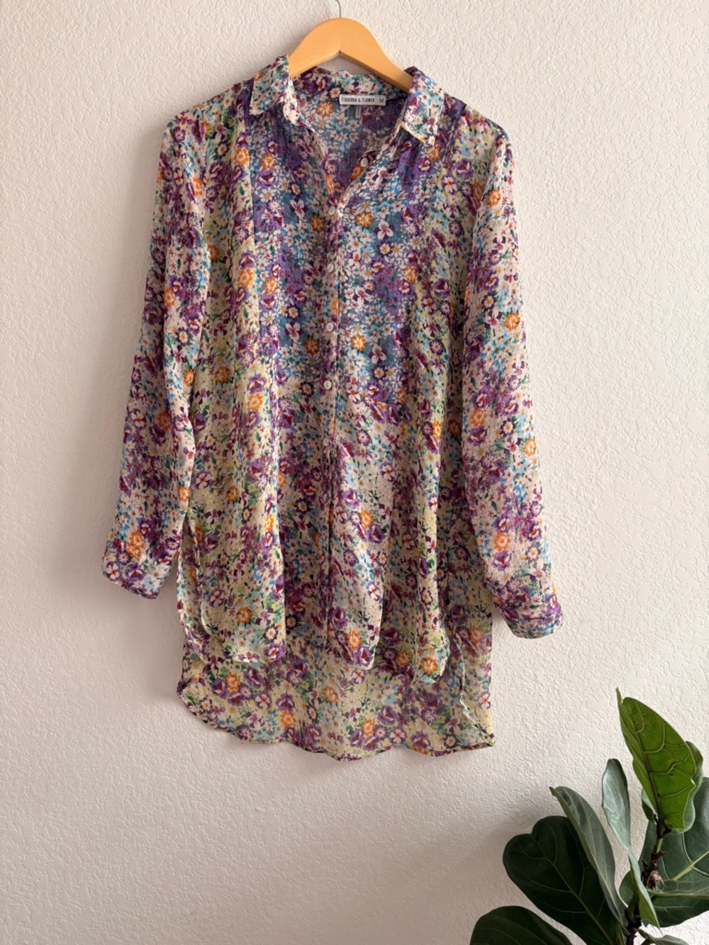 Figueroa and Flower Top/Blouse Flower Printed Women's By Anthropologie Size m